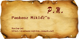 Paskesz Miklós névjegykártya
